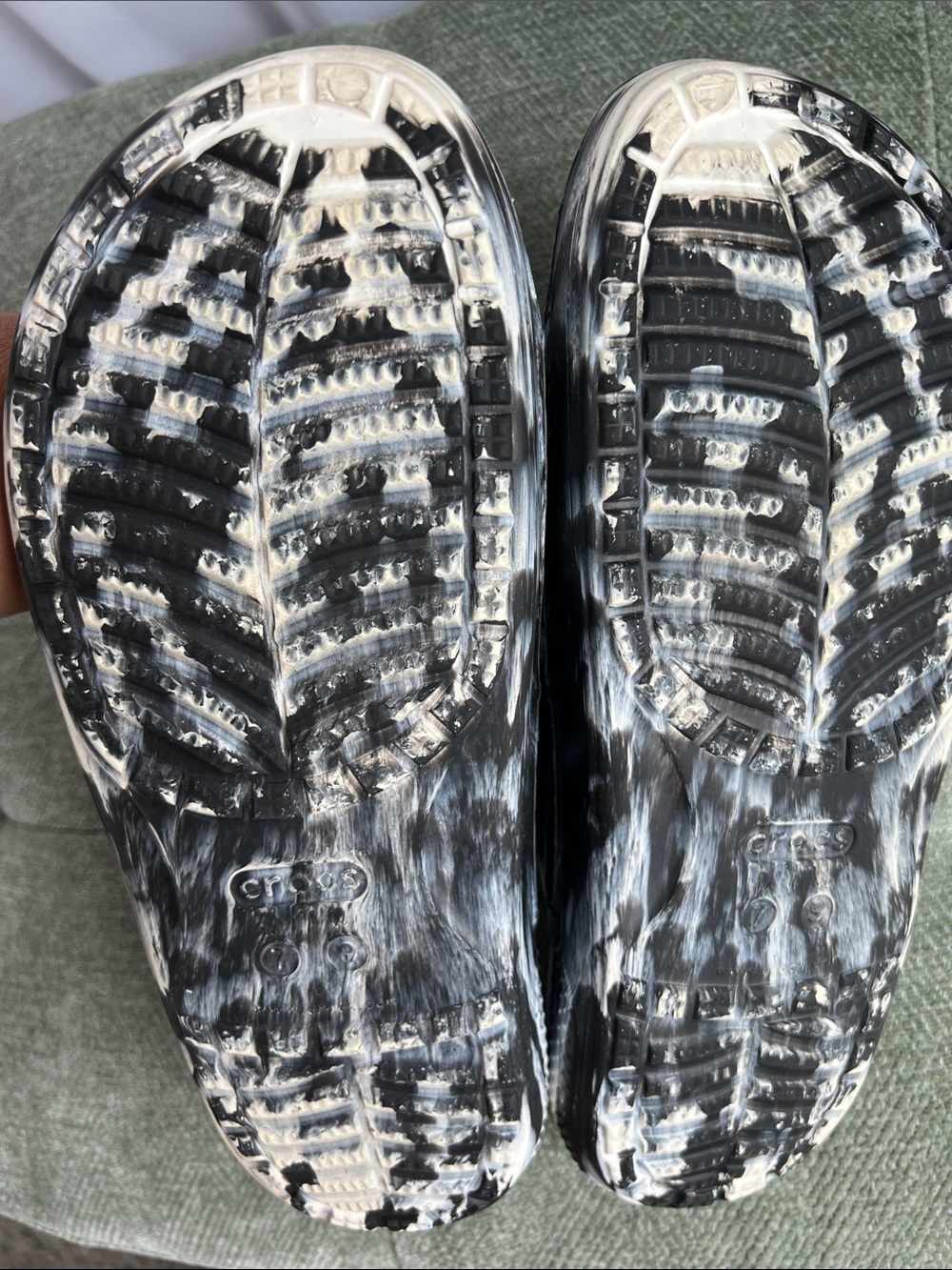 CROCS Black & White Marble Double-Strap Sandals - Picture 4 of 4